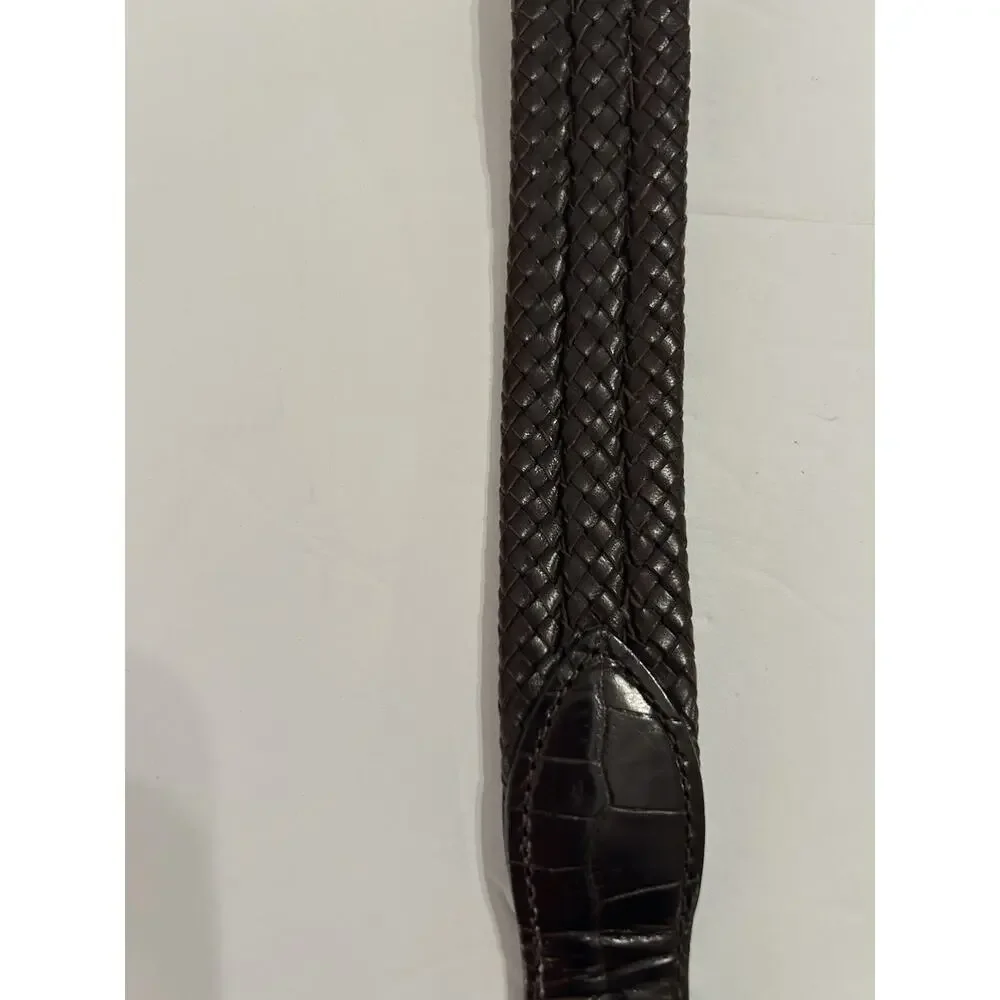Brighton Genuine Leather Brown Braided‎ Women's Belt w Silver Buckle Size 36